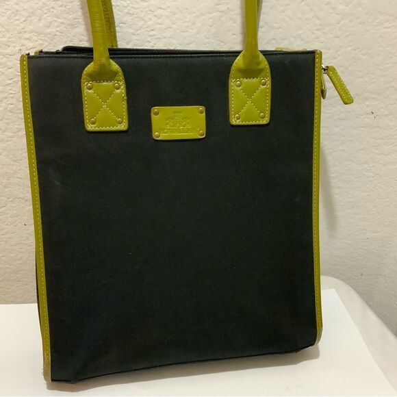 Rowallan Of Scotland shoulder bag double Strap Womens Black Green Leather Trim - Picture 3 of 14